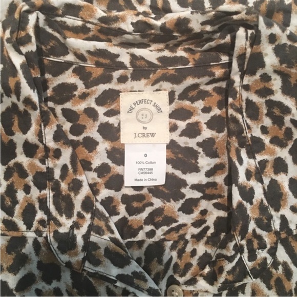 J. Crew Leopard Print “Perfect Shirt” Long Sleeve Button Down Blouse - Picture 6 of 9